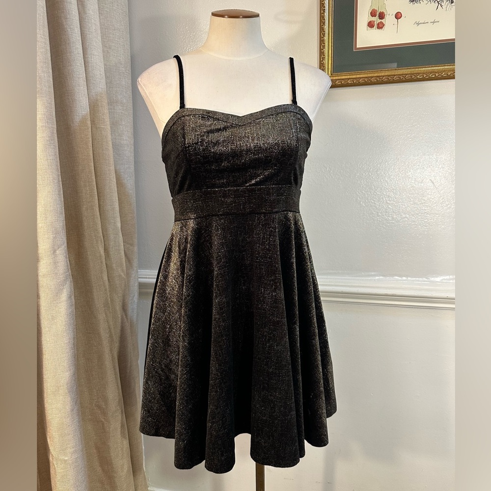 Free People Metallic Black Mini Dress ~ Size Small. Party / Cocktail Attire